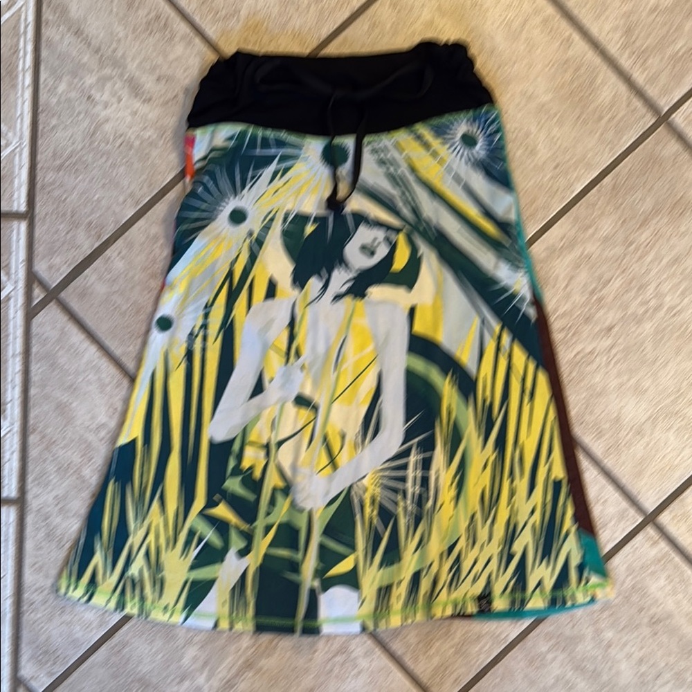 Artistic Black and Yellow Women's Skirt